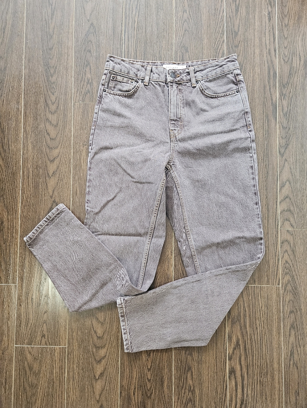 Topshop High-Rise Acid-Wash Red Tinted Mom Jeans Size 28